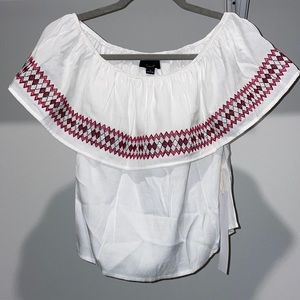 Off the shoulder embroidered top
